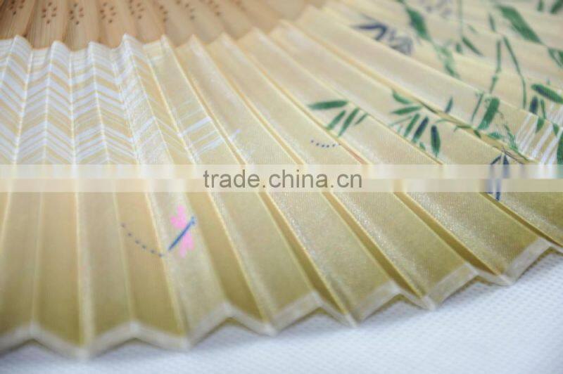 simple and elegant bamboo hand fan with dragonflies, green bamboo fan,customerized folding fan