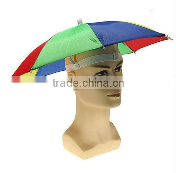 Hot selling Foldable Headwear Sun Umbrella Fishing Hiking Beach Camping Headwear Cap /Head Hats/ Outdoor Sport Umbrella Hat Cap