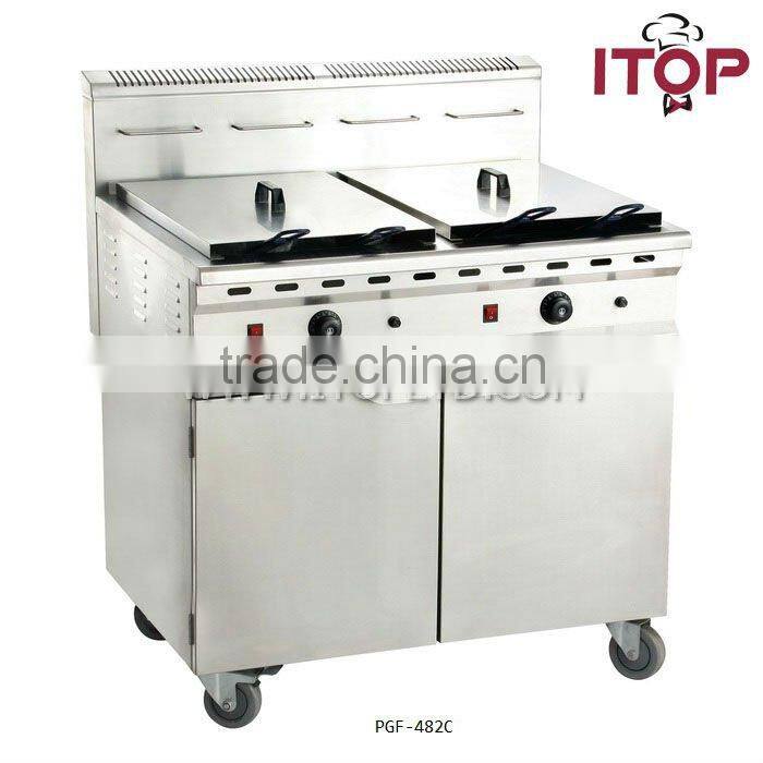 double tanks 48+48L stainless steel gas deep fryers price