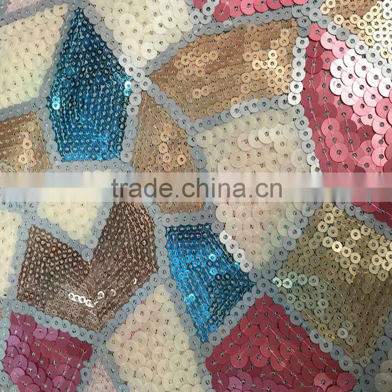 colorful embroidery sequins fabric stone