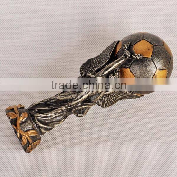 Resin football trophy cup with figure