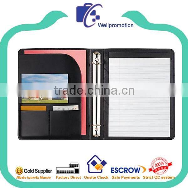 Leather ring binder portfolio with notebook