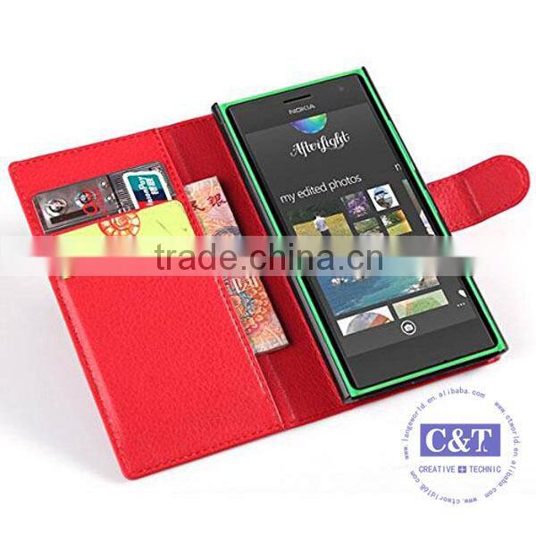 C&T Leather Wallet Stand Design Case Cover Credit Card Holder for Nokia Lumia 730