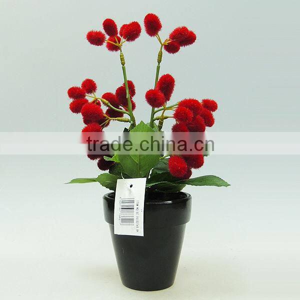 Silver color cement pot artificial plants for living room decoration