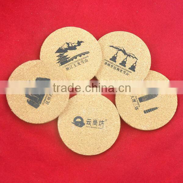 promotional advertising gifts silk-screen printing 2 colors logo cork coasters, round cork board cup coaster