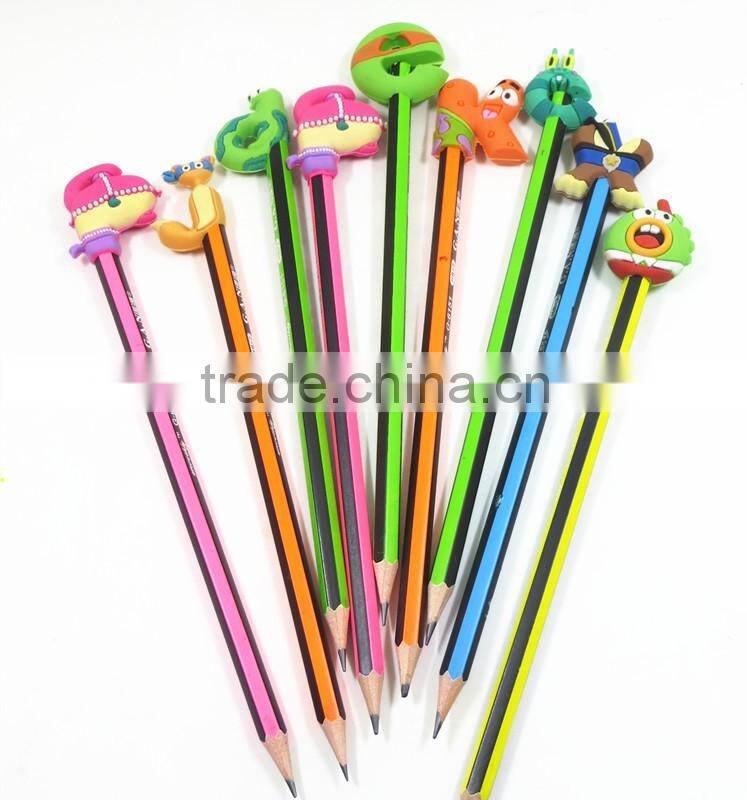 Custom letter design pvc rubber pencil topper/ pen topper
