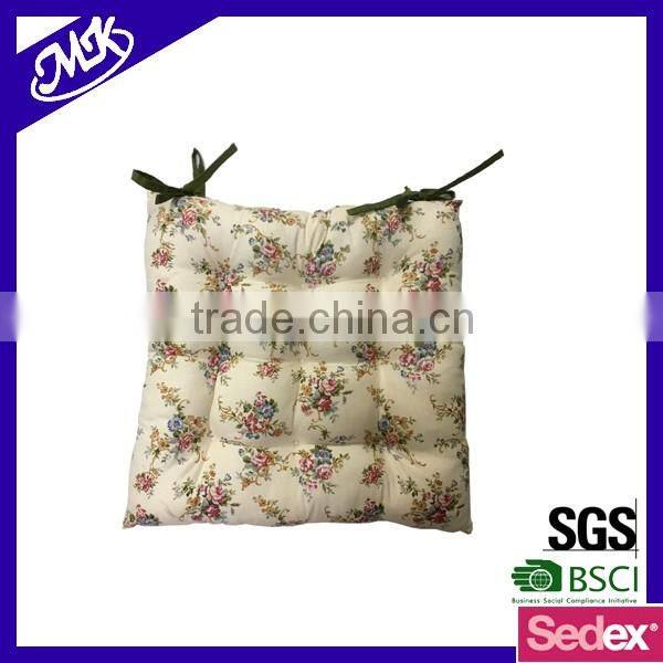 printed 40*40cm square 9 stitchings with ties 100%cotton chair pad/cushion