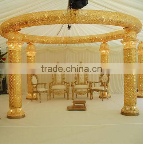 Best sale Indian style mandap , gold crystal bead wedding mandap for sale