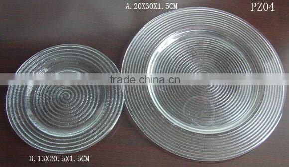 Screw thread design clear glass plat for restaurant