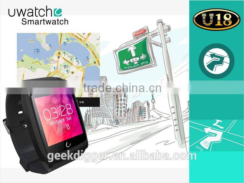 Newest Uwatch U18 Android 4.4 Dual core MTK6571 Smart Watches Bluetooth WIFI GPS Pedometer Sleep Monitoring Compass watch