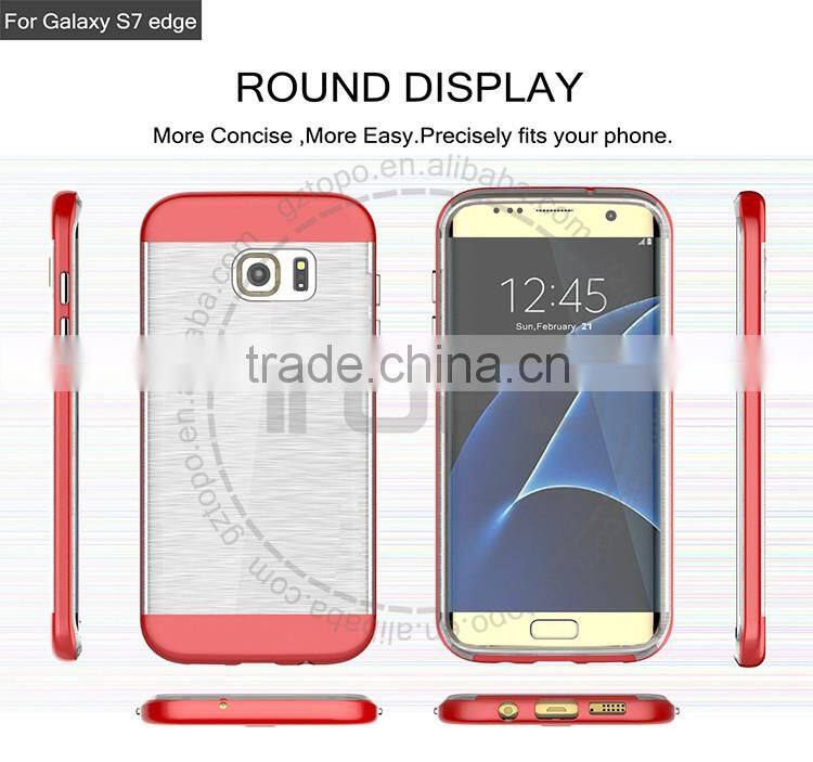 Electroplating PC transparent TPU phone cover all-round package edge protective wire drawing case for samsung galaxy s7 s7 edge