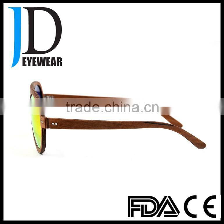 2016 new product gold mirror lens promotional wooden sunglasses china