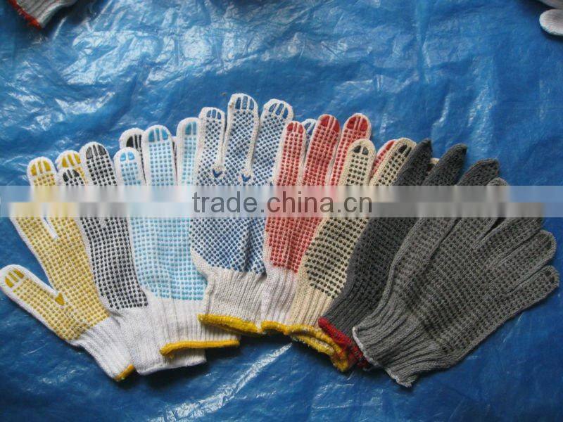 durable PVC dotted working gloves,polyester dots glovestton
