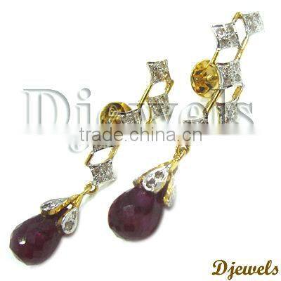 Natural Ruby Earring Diamond Gold Earrings Earring Jewelry