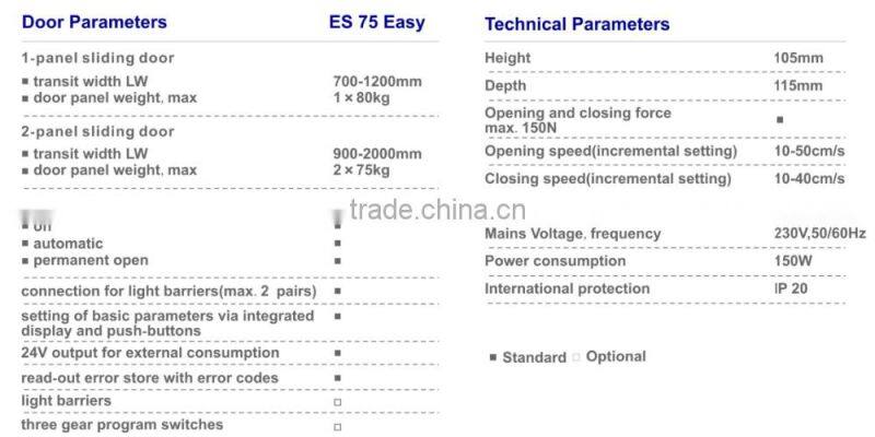 Germany type high quality ES 75 automatic sliding glass door