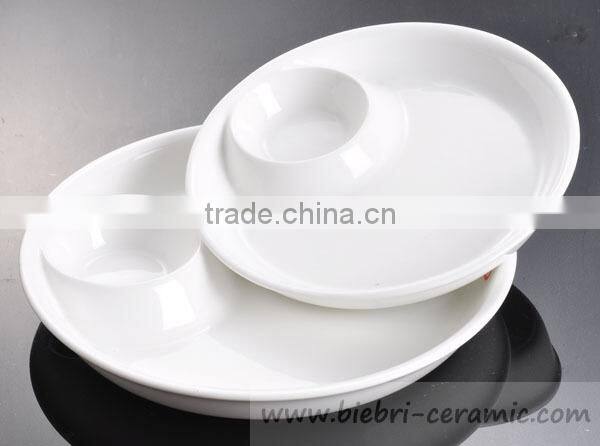 Super White Excellent Quality Ceramic Porcelain Partion Divided Portion Plates Dishes For Restaurant Hotel Party Wholesale