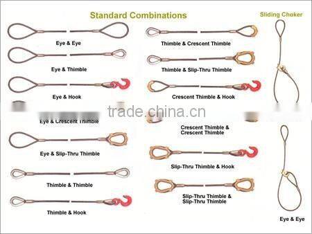 7*7 / 1*19 Galvanized Single Leg Eye and Eye Wire Rope Sling