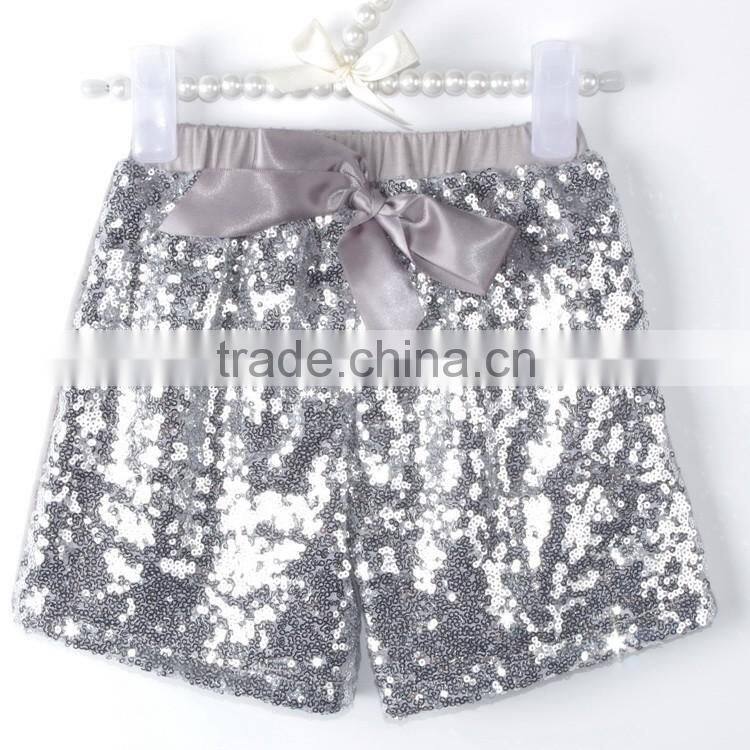 Wholesale children's boutique clothing baby girls sequin shorts fashion children wear with bow red clothes