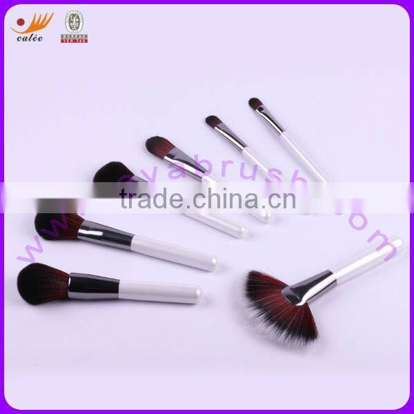 Latest Fashion Pearl White Travel/Portable Cosmetic Brush Set with Real Hair & Nylon hair