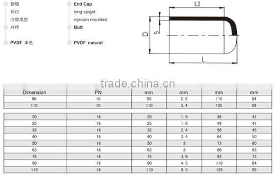 PVDF Butt End Cap Long Spigot