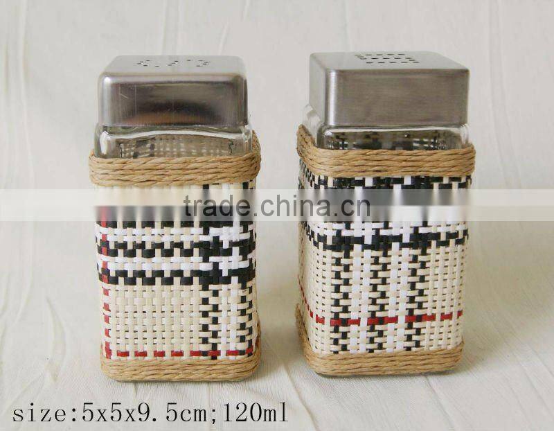 high quality square glass spice jar set