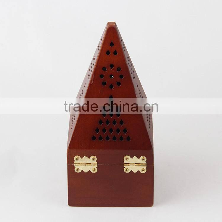 2016 hot sale wooden incense burner with pyramid shape incense burner box