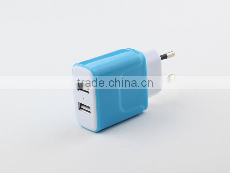 Portable 2 USB Ports Mobile Phone Travel Charger With US / EU Plug