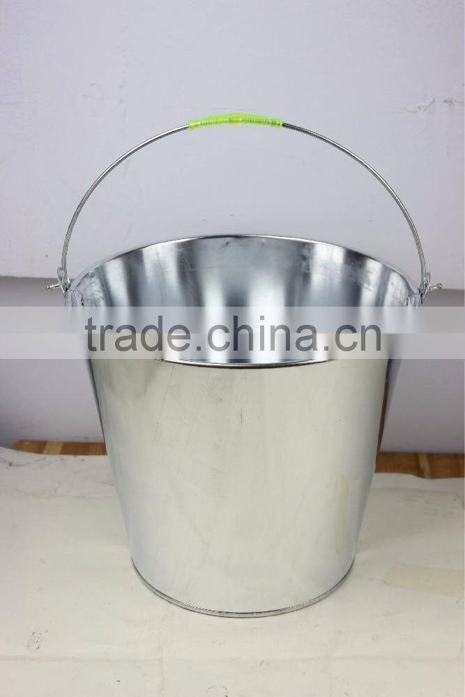 10L Metal Galvanized Buckets with wooden handle for US
