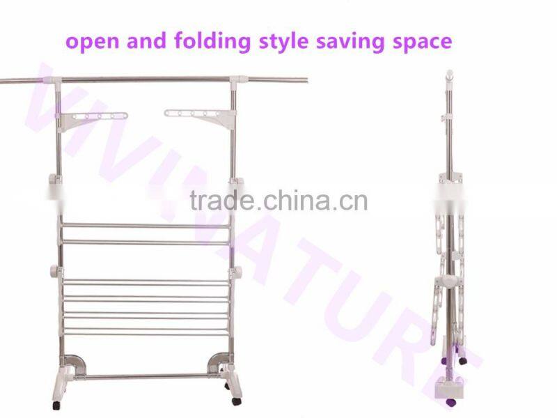 Clothes Airer Drying Rack Extra Large Deluxe 3 Tier Clothes Drying Rail (20M Hanging Space) White and Orange Folding hangers Fla