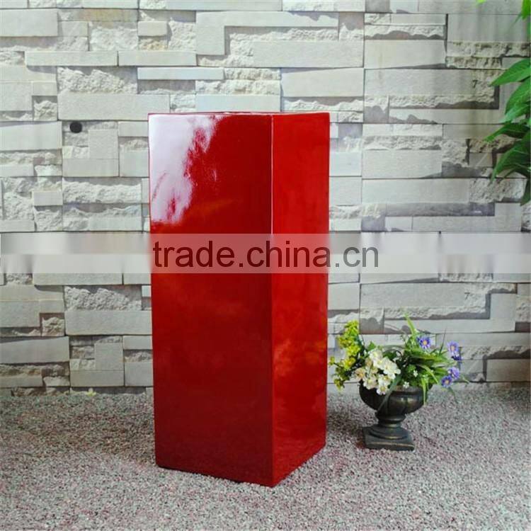 Popular black square fiberglass glazed garden pots