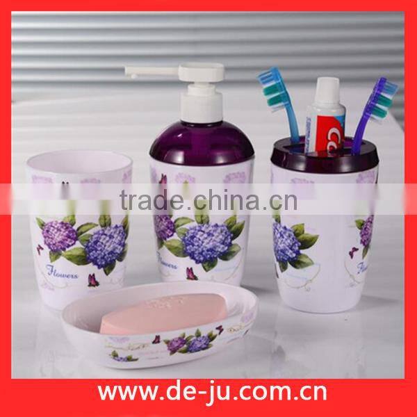 Violets Design Cup Lotion Bottle Cheap Bathroom Sets