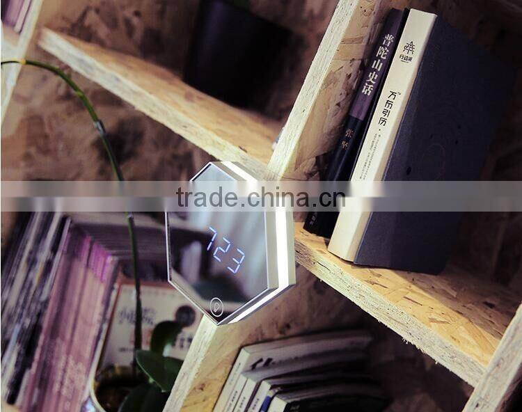 Latest Arrival Digital Alarm Clock With Make-up Mirror LED Night Light Digital Thermometer Multifunctional Wall Desk Clock