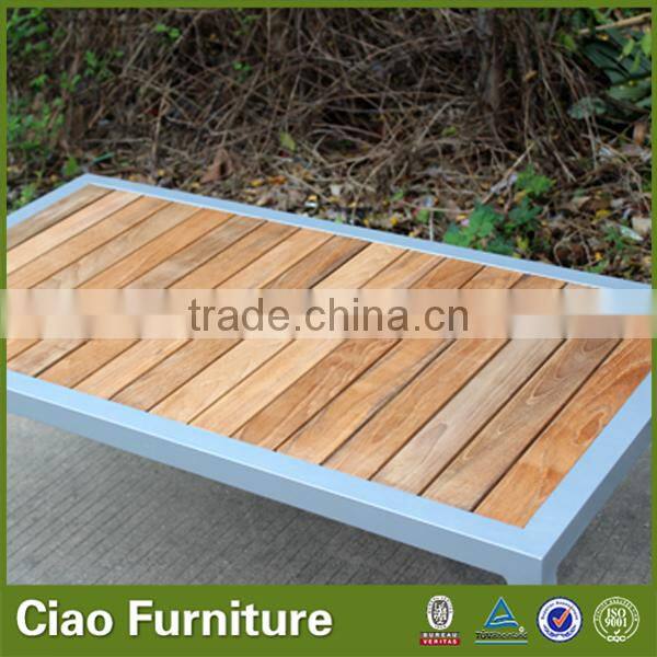 Outdoor rectangle faux wood coffee table