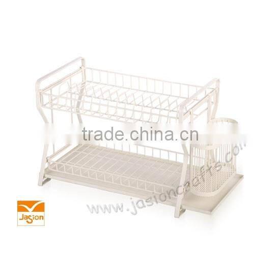 NEW CHROME 2 TIER RED DISH DRAINER PLATES UTENSIL CUTLERY GLASS RACK HOLDER