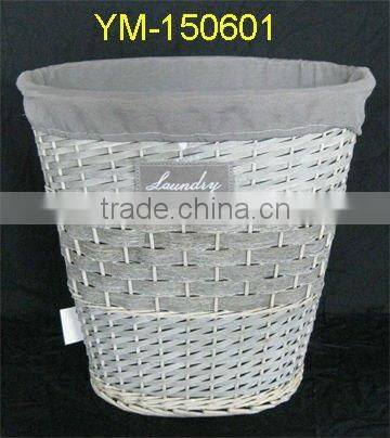 grey rectangular wicker laundry basket