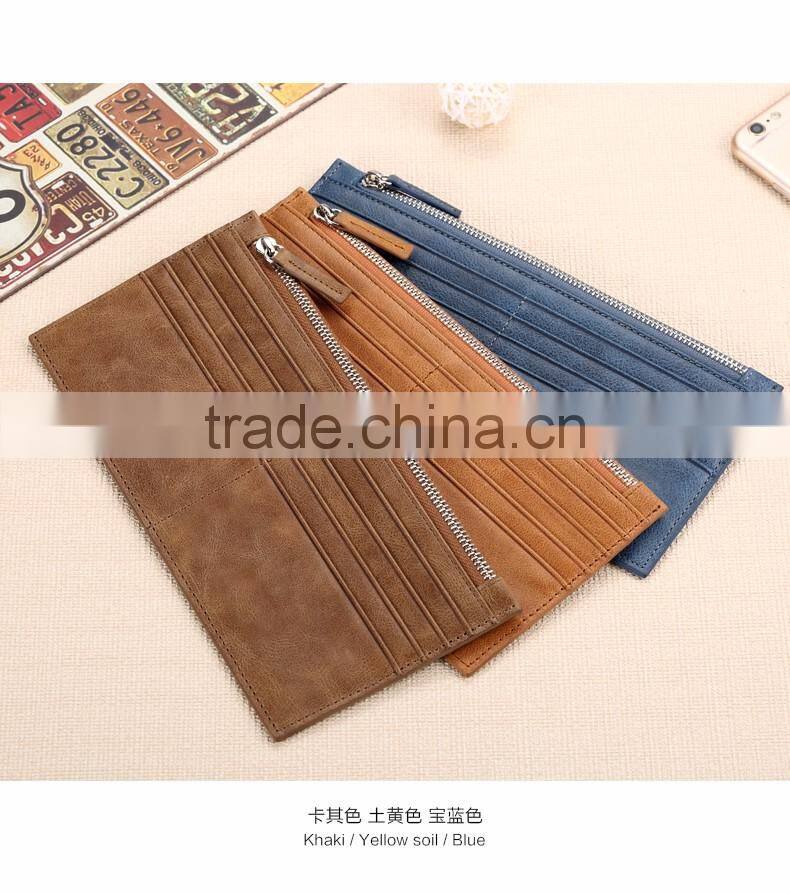 top cowhide leather tan color rfid blocking men zipper card holder wallet