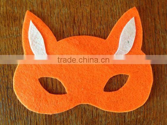 2017 fashion new custom handmade nonwoven polyester felt animal head mask fox face for birthday graduate party costume OEM