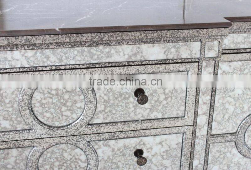 3 drawers living room furniture solid wood with antique mirror cabinet