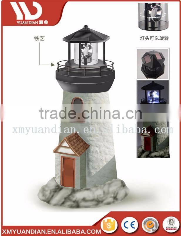 Solar Lighthouse Garden Stake Light with Revolving Beacon Garden Sunlight Solar Lighthouse Garden Decoration with thermometer