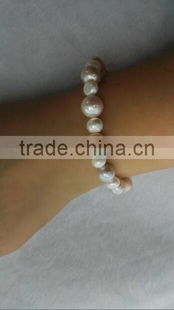 AA 3-4mm white and 8-9mm pink freshwater pearl bracelet