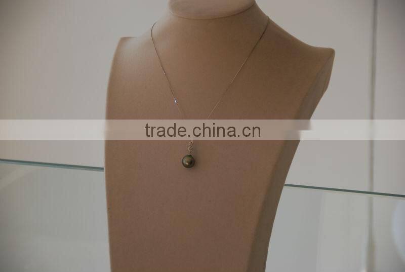 14-15mm big black tahitian single pearl pendant necklace