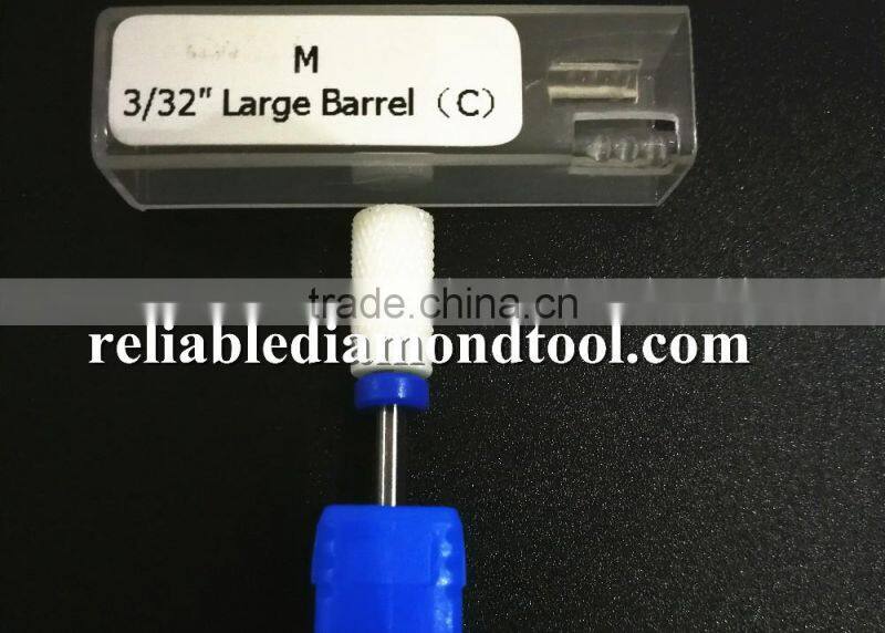 Medium Type Mshank diameter 2.35mm Ceramic Burr For Nail 1 Piece Huaxing large barrel
