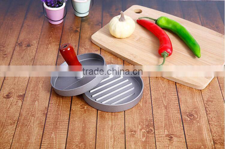 cheap price aluminum die casting wood handle mini Single Homemade patty Burger press