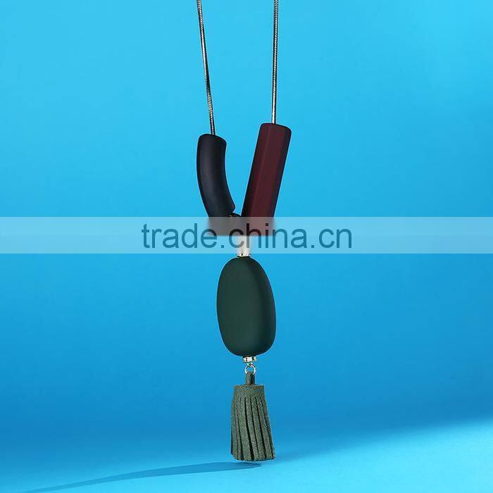irregular beads pendant necklace geomotric bead pendant necklace tassel long sweater necklace