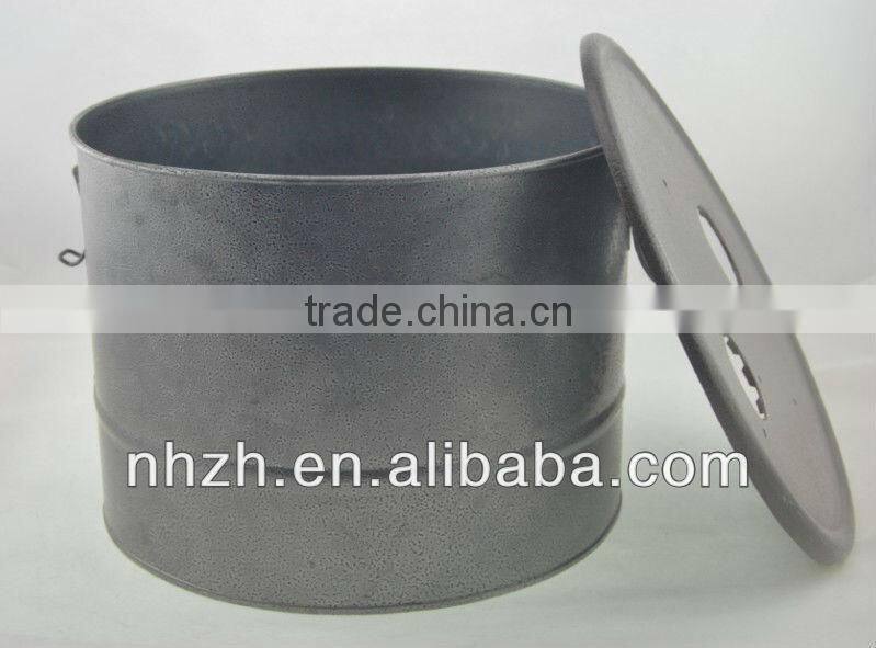 frizzling silver coal hod,trash bin,garbage bin