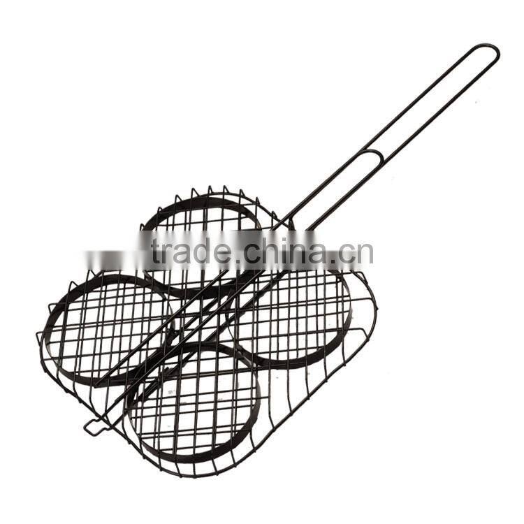 Non-stick charcoal iron bbq wire grill hamburger basket for campingaz