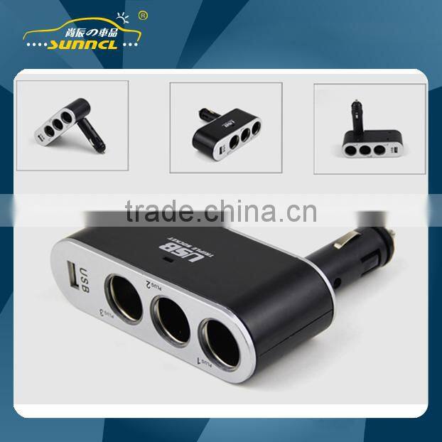 3 in1 USB Car Cigarette Lighgter Plug with Red LED for iPhone , Tablet