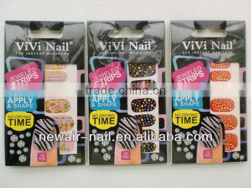 2014 wholesale fashion 3D Nail Art Stickers & Decals for jewel nail strip