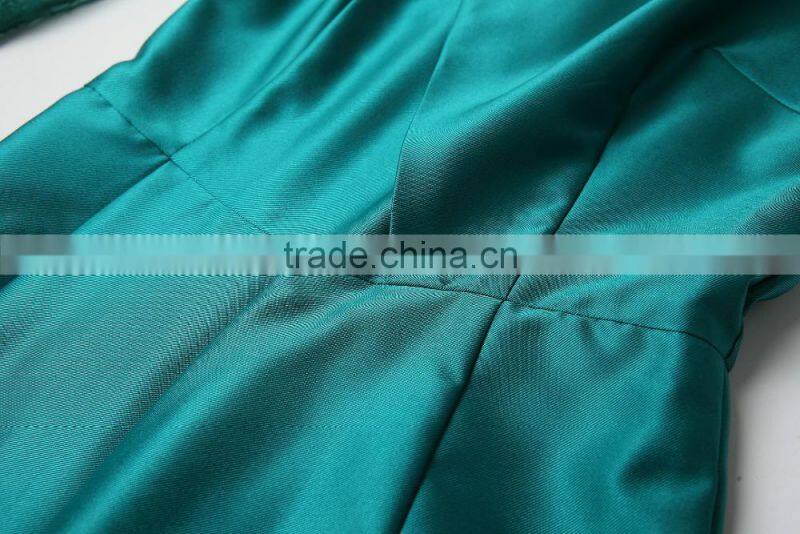 Autumn Round Neck Embroidered Mesh Patched Long Sleeve High Empire Pleated Women Jumpsuit