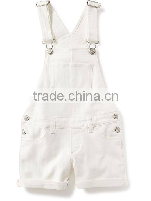 Little Girls Cute White Denim Shortalls Child Jumpsuit HSS8012